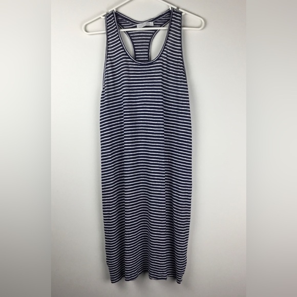 Everlane Navy & White Striped 100% Linen Tank Dress Size Small Relaxed Fit - Picture 3 of 7